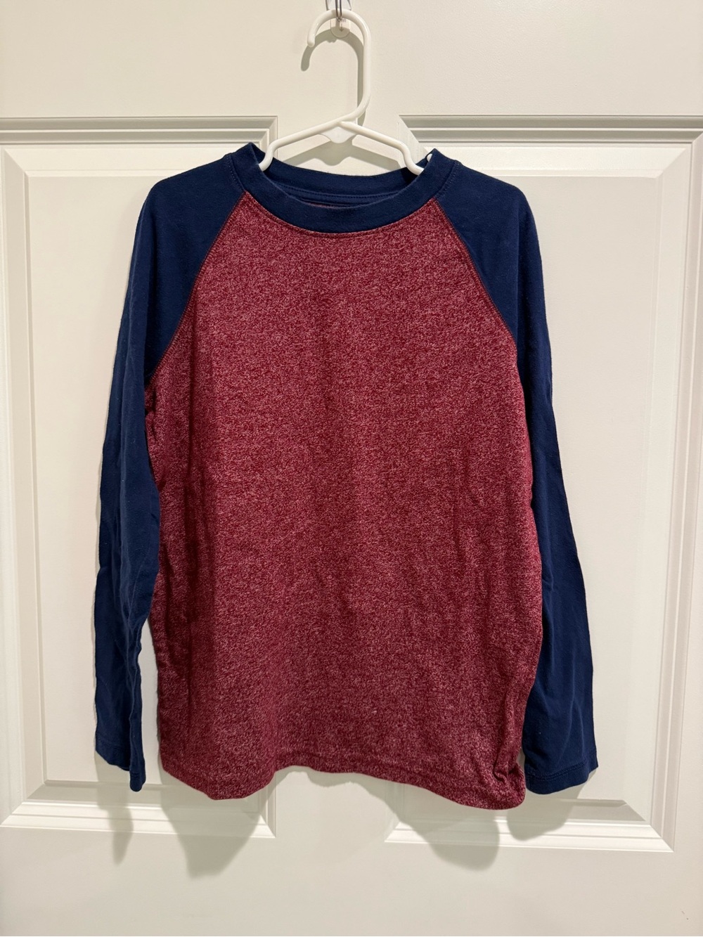 Boy’s Raglan Long Sleeve Pullover - Maroon Body Navy Sleeves